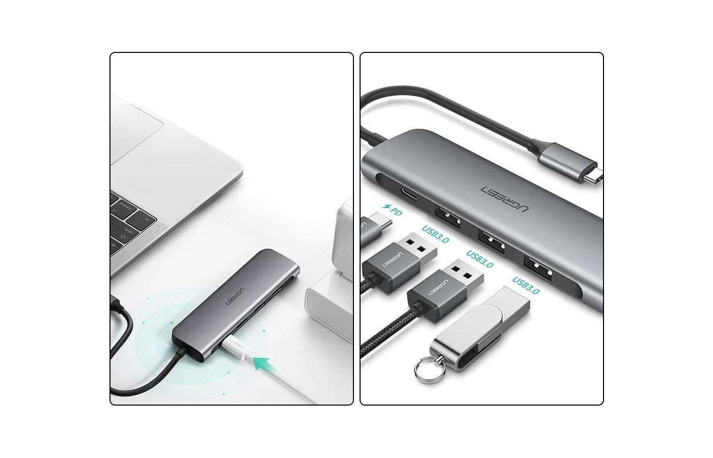 UGREEN 5 in1 USB-C To HDMI+3*USB 3.0 A+PD Power Converter Price Nepal