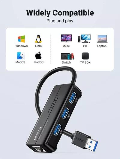 UGREEN USB 3.0 Combo—USB 3.0 Giga Ethernet + 3 ports USB 3.0 Hub Price in  Nepal