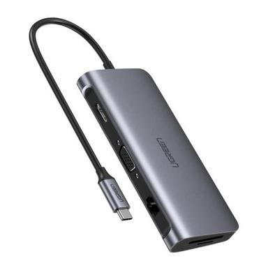 Ugreen 9-In-1 USB Dongle - USB-C Adapter w/ 3x USB 3.0，1x HDMI，1x VGA，1x RJ45，1x SD Card，1x TF Card，1x USB-C + PD Port Converter