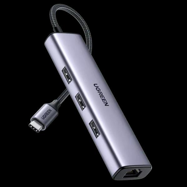 UGREEN USB-C to 3×USB3.0 Hub+RJ45 (1000M) Ethernet Adapter #60600 Price Nepal